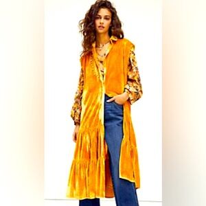 Free People long velvet  midi vest